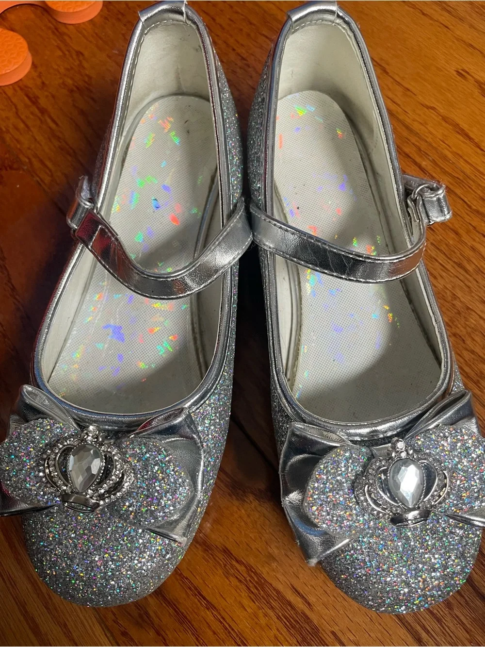 Girls silver princess shoes size 1